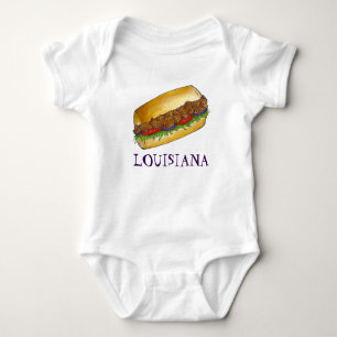 Louisiana Shrimp Po'Boy New Orleans Sandwich Food Baby Bodysuit