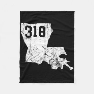 Louisiana State Area Code 318 Tee New Orleans Mard Fleece Blanket