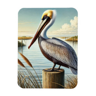 Louisiana State Bird Brown Pelican Magnet