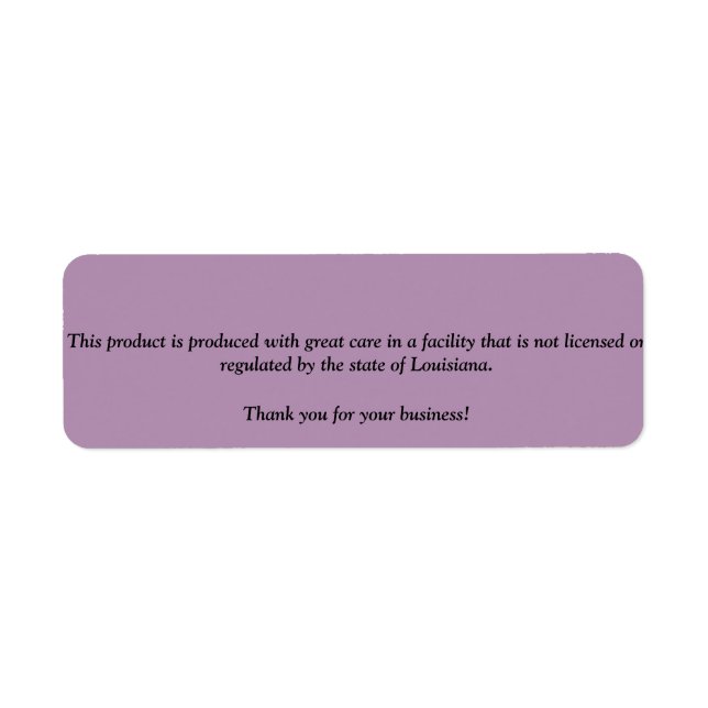 Louisiana state cottage law label (Front)