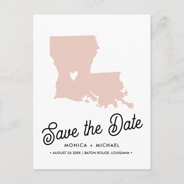 LOUISIANA State Destination Wedding  ANY COLOR!    Announcement Postcard (Front)