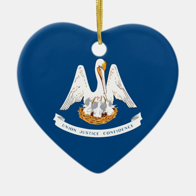 Louisiana State Flag Design Ceramic Tree Decoration (Front)