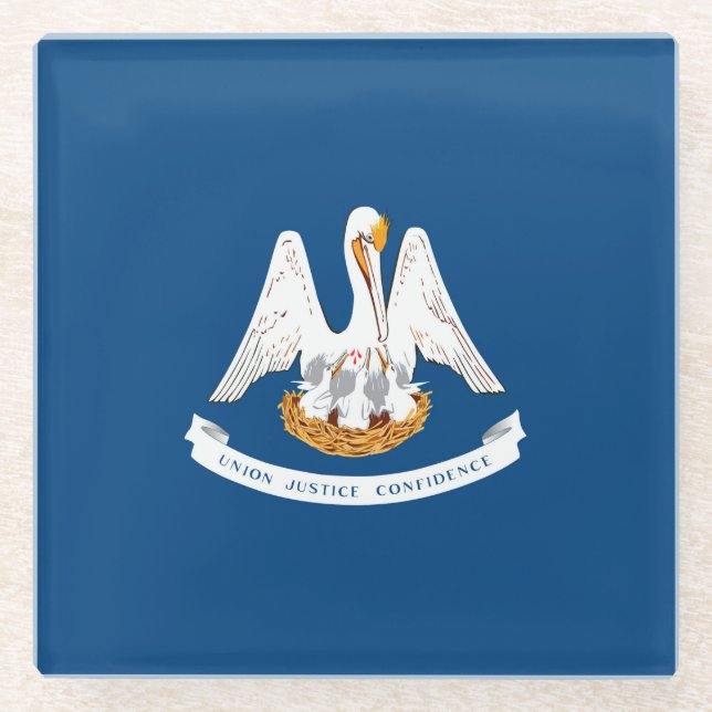 Louisiana State Flag Design Decor Glass Coaster (Front)
