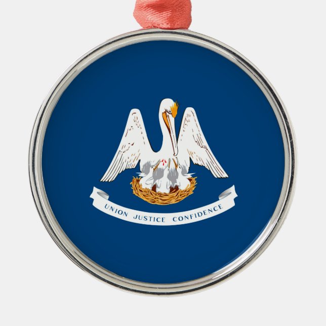 Louisiana State Flag Design Metal Tree Decoration (Front)