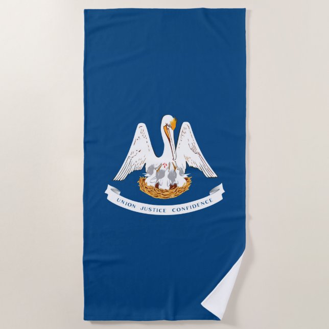 Louisiana State Flag Design on a Beach Towel (Front)