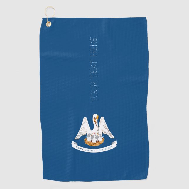 Louisiana State Flag Design Your Text on a  Golf Towel (Front)