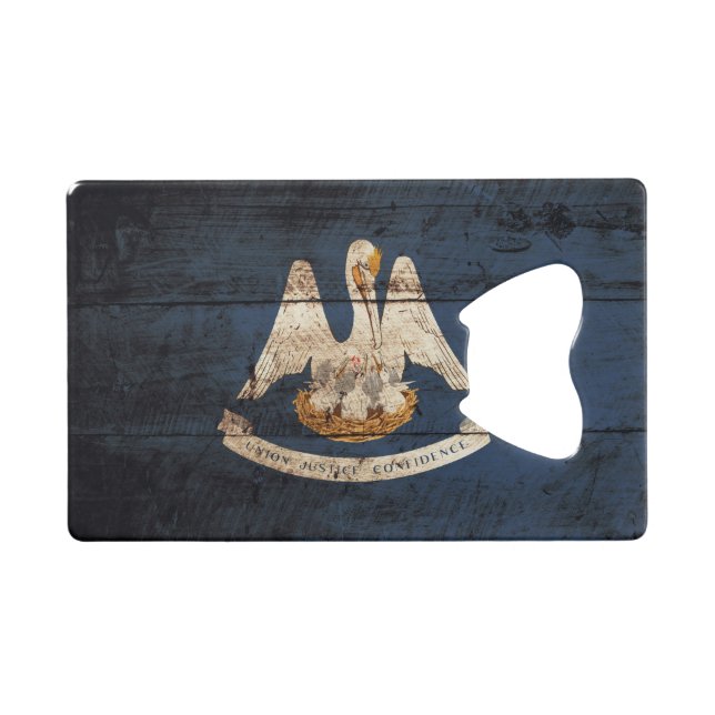 Louisiana State Flag on Old Wood Grain (Front (Horizontal))