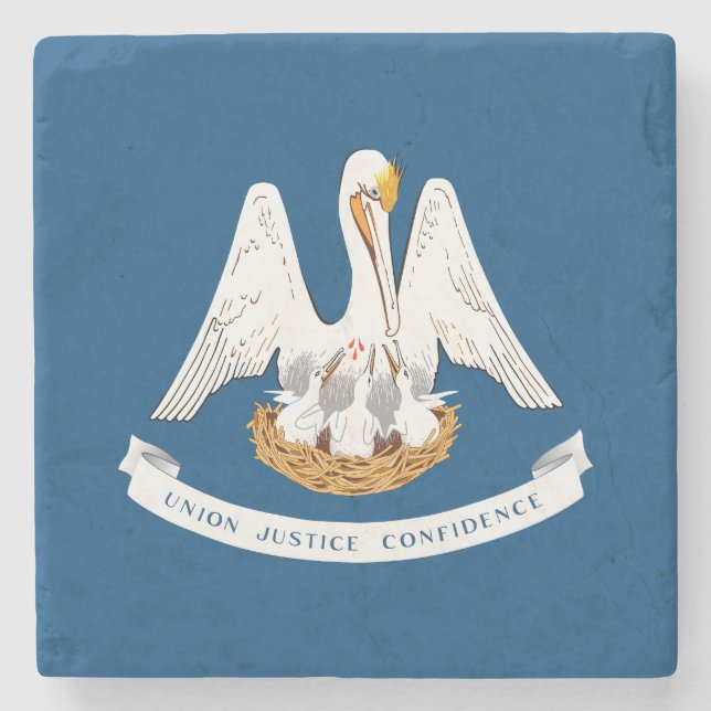 Louisiana State Flag Stone Coaster (Front)