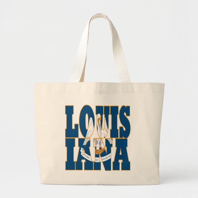Louisiana state flag text large tote bag (Front)
