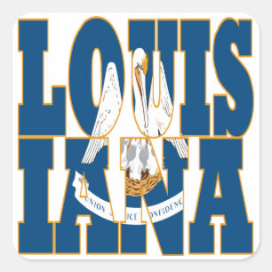 Louisiana state flag text square sticker