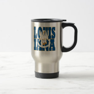 Louisiana state flag text travel mug