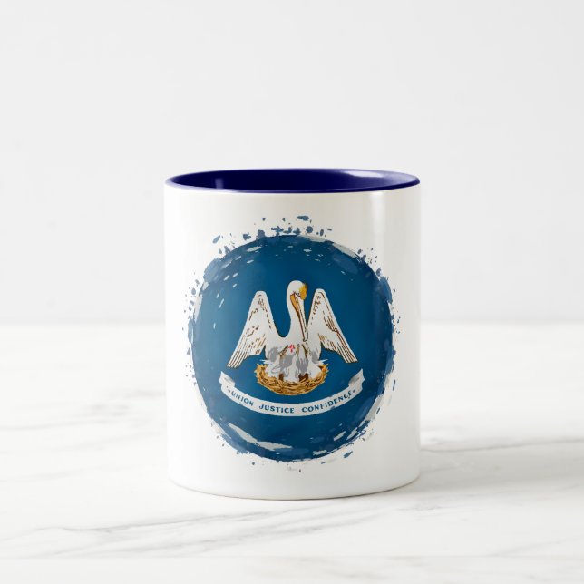 Louisiana State Flag  Two-Tone Coffee Mug (Center)