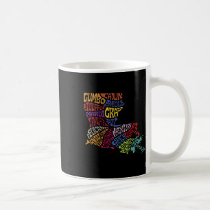 Louisiana State Map Tee Mardi Gras Creole Cajun Cu Coffee Mug