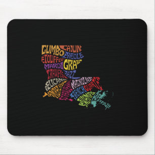 Louisiana State Map Tee Mardi Gras Creole Cajun Cu Mouse Mat