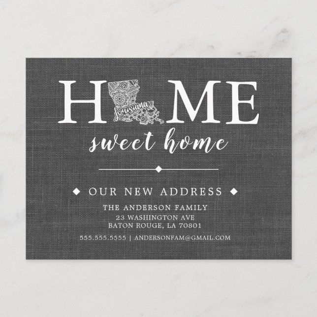 LOUISIANA State Moving Announcement Post Card (Front)