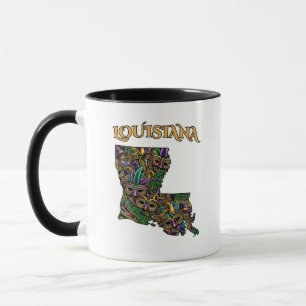 Louisiana State Outline Tattoo Style Mug