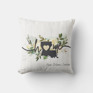 Louisiana State Personalised Your Home City Rustic Cushion