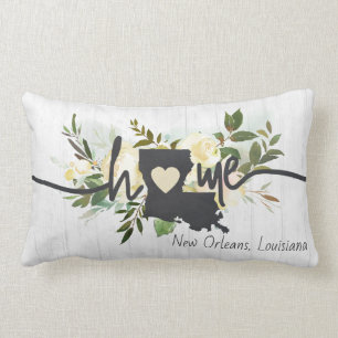 Louisiana State Personalised Your Home City Rustic Lumbar Cushion