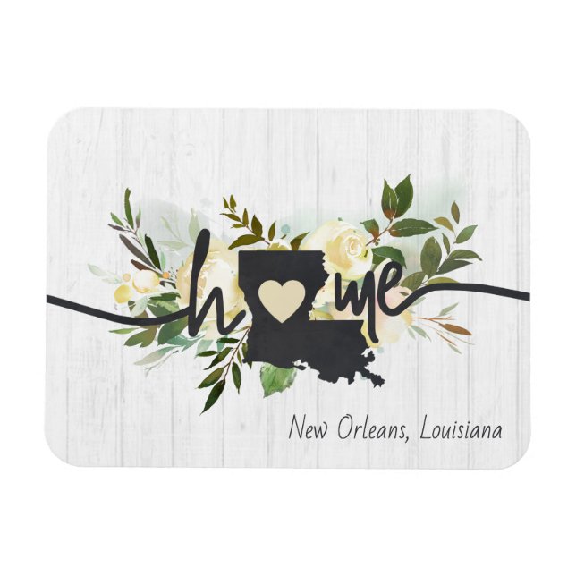 Louisiana State Personalised Your Home City Rustic Magnet (Horizontal)