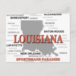 Louisiana State Pride Map Silhouette Postcard