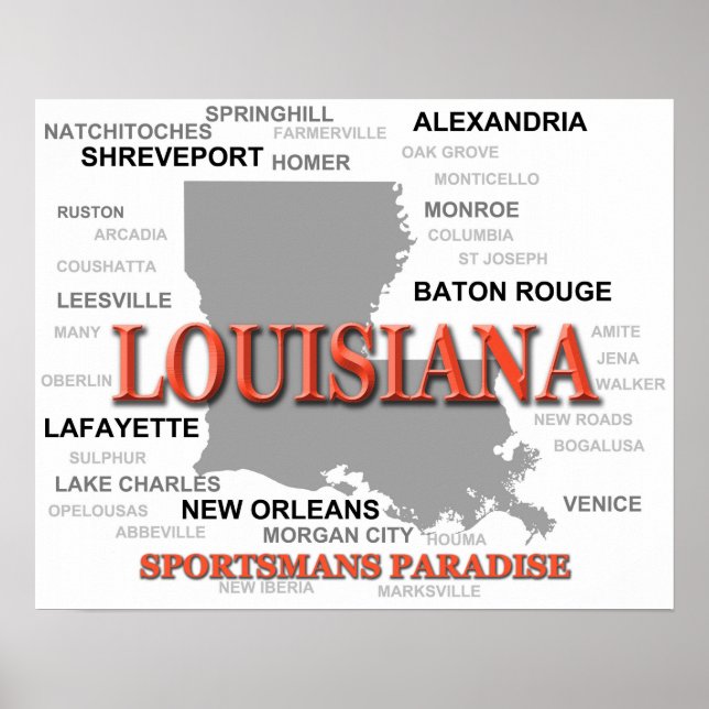 Louisiana State Pride Map Silhouette Poster (Front)