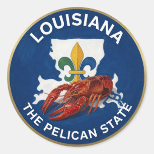 Louisiana State Pride Pelican Emblem 🐦 Classic Round Sticker