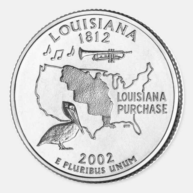 Louisiana State Quarter Classic Round Sticker (Front)