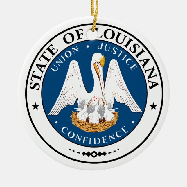 Louisiana State Seal Ceramic Tree Decoration (Front)