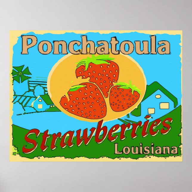 Louisiana Strawberries, Ponchatoula Poster (Front)