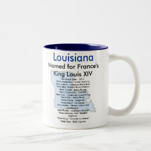 Louisiana Symbols & Map Two-Tone Coffee Mug