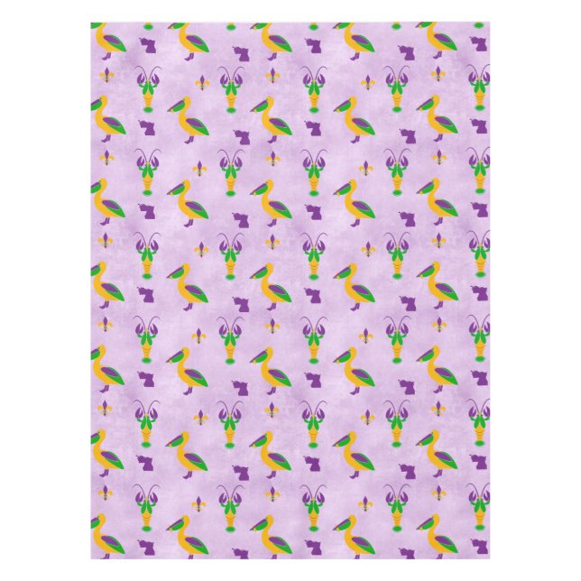 Louisiana Themed Mardi Gras Tablecloth (Front)