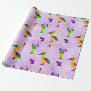 Louisiana Themed Mardi Gras Wrapping Paper