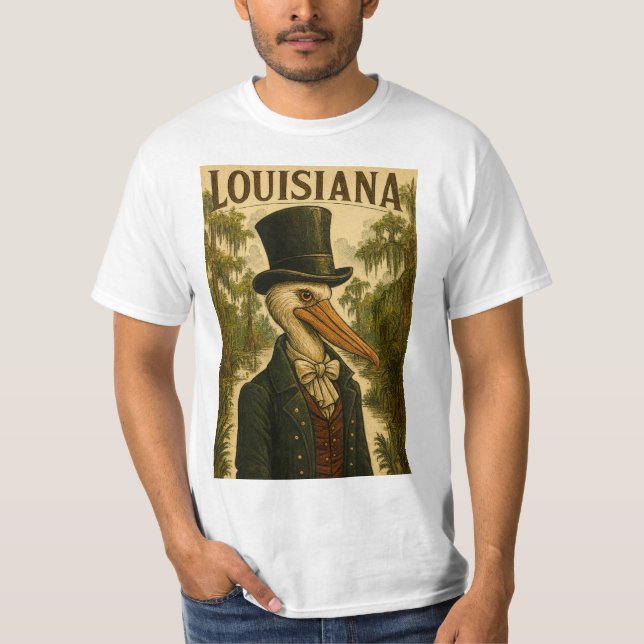 Louisiana Themed Pelican Man T-shirt (Front)