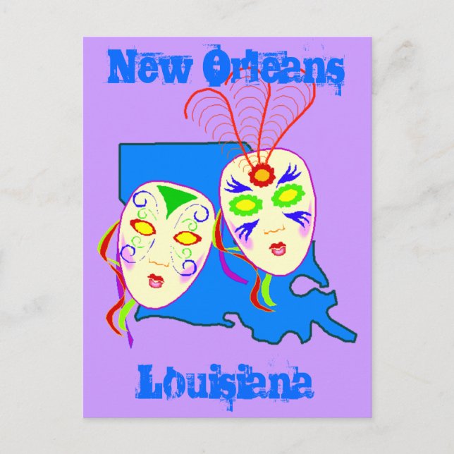 Louisiana Travel Promote promo Postcard Mardi Gras (Front)