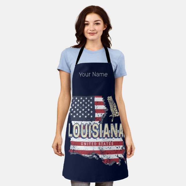 Louisiana United States Retro Map Vintage USA Apron (Worn)