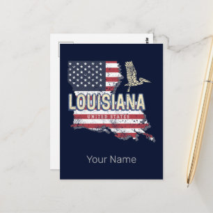 Louisiana United States Retro Map Vintage USA Postcard