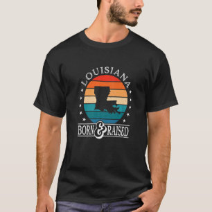 Louisiana Usa Born & Raised Retro Us State Pride T-Shirt