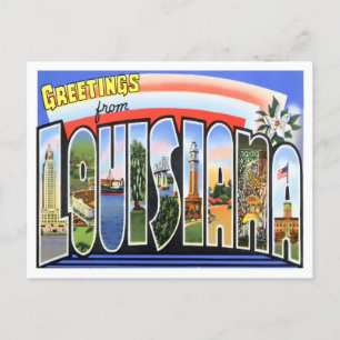 Louisiana Vintage Big Letters Postcard