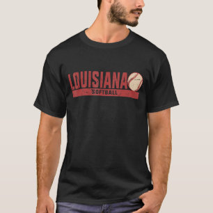 Louisiana Vintage Softball Coach Team Retro Softba T-Shirt