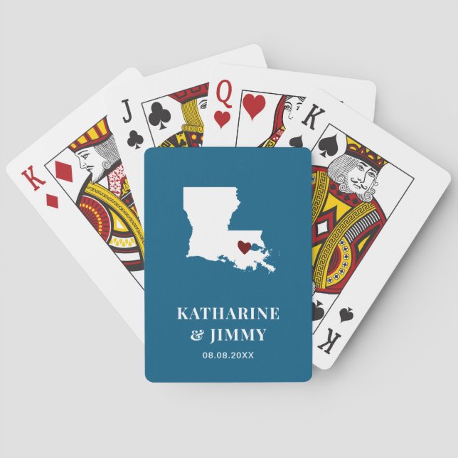 Louisiana Wedding Favour Deck of Cards, State Map Playing Cards (Back)