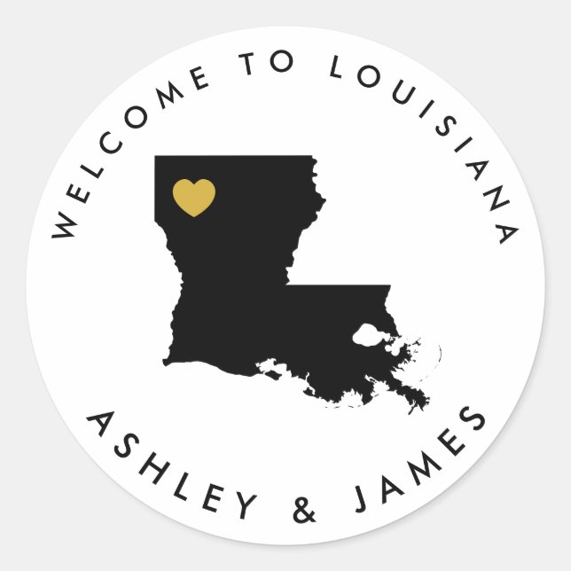 Louisiana Wedding Welcome Sticker, Treat Box Bag Classic Round Sticker (Front)