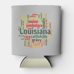 Louisiana Word Cloud Can Cosy Can Cooler