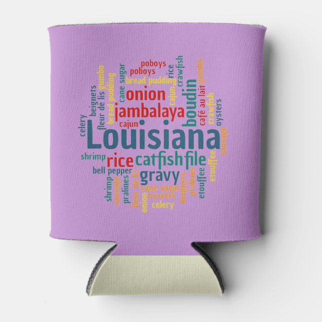 Louisiana Word Cloud Can Cosy Cooler (Front)