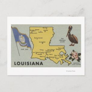 LouisianaDetailed Map of StateLouisiana Postcard