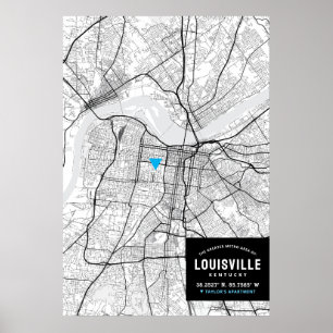 Louisville City Map + Mark Your Location  Poster