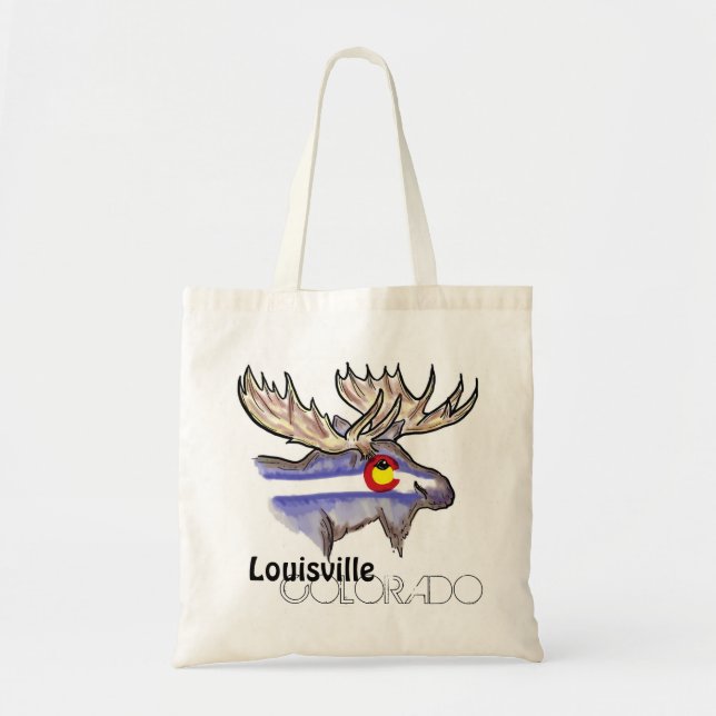 Louisville Colorado artistic elk flag reusable bag (Front)
