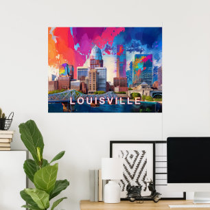 Louisville Colourful Skyline Abstract Art Poster