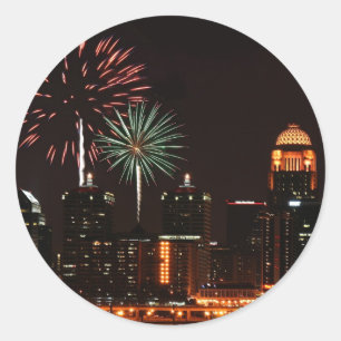 Louisville fireworks classic round sticker