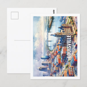Louisville Kentucky Famous Travel watercolor Postcard