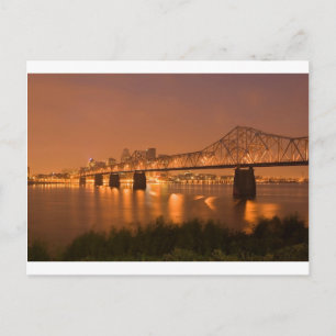 Louisville Kentucky Night Lights Bridge Ohio River Postcard